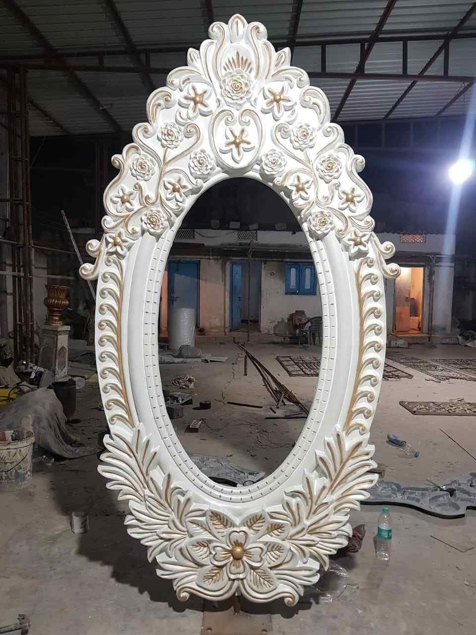Ivory Rose Oval Mirror Frame