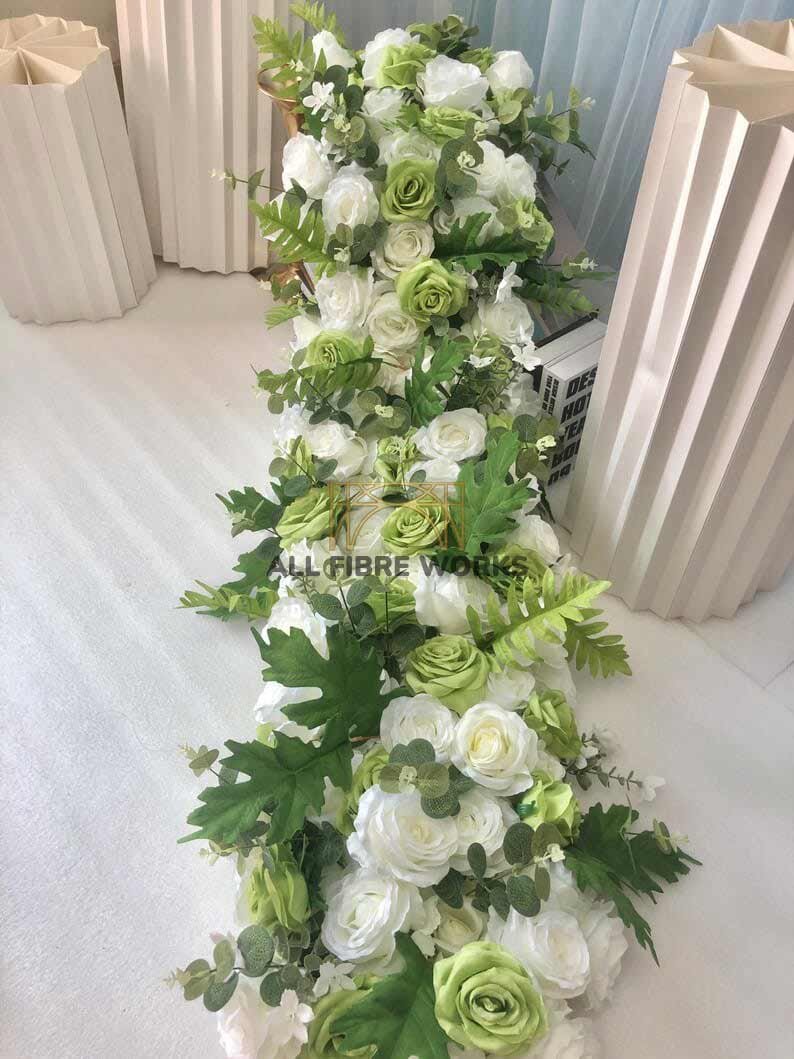Elegant Green & White Floral Aisle Arrangement