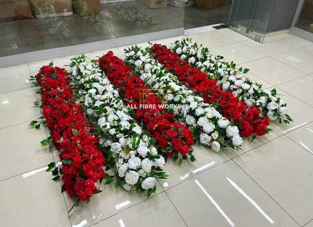 Red and White Rose Floral Installation