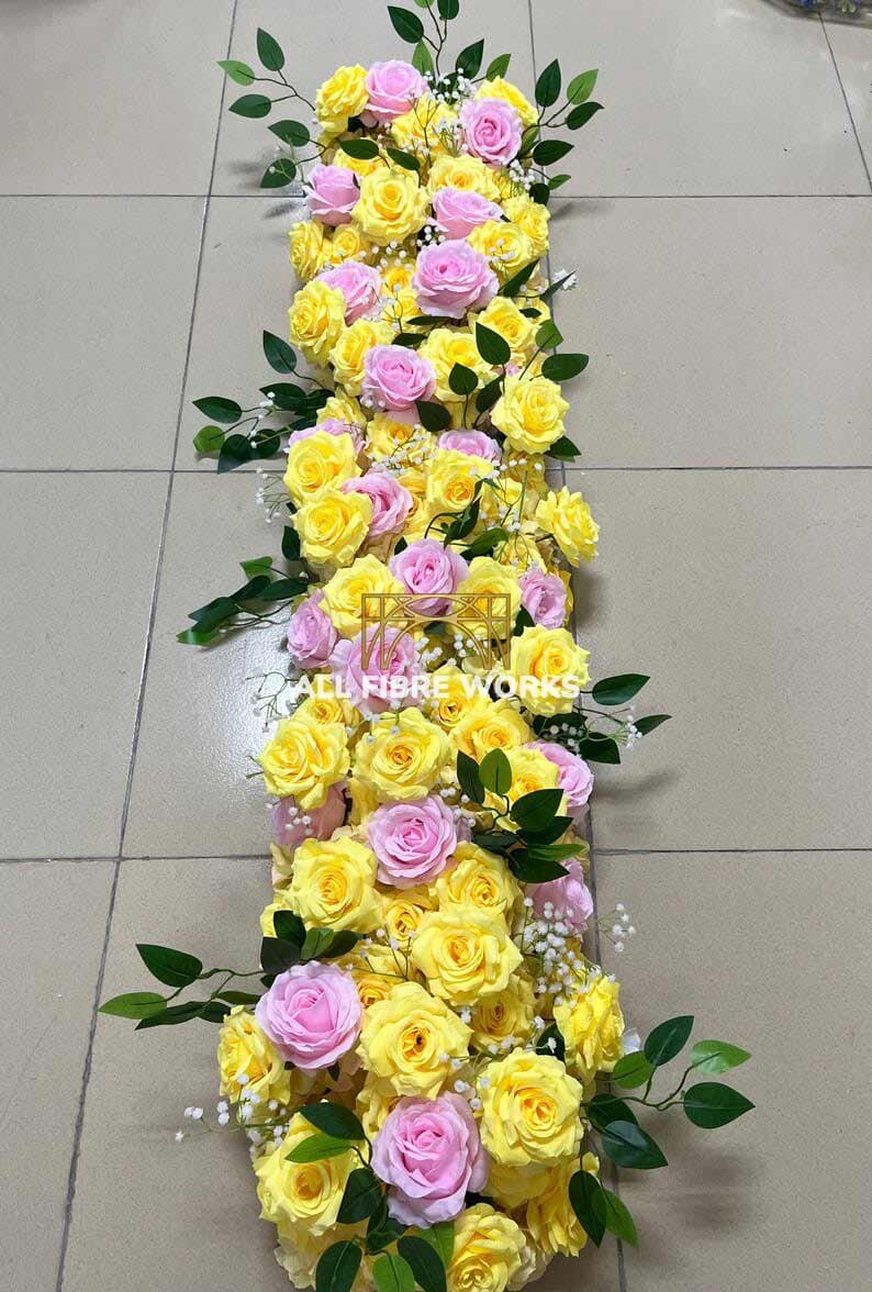 Yellow & Blush Rose Centerpiece Runner