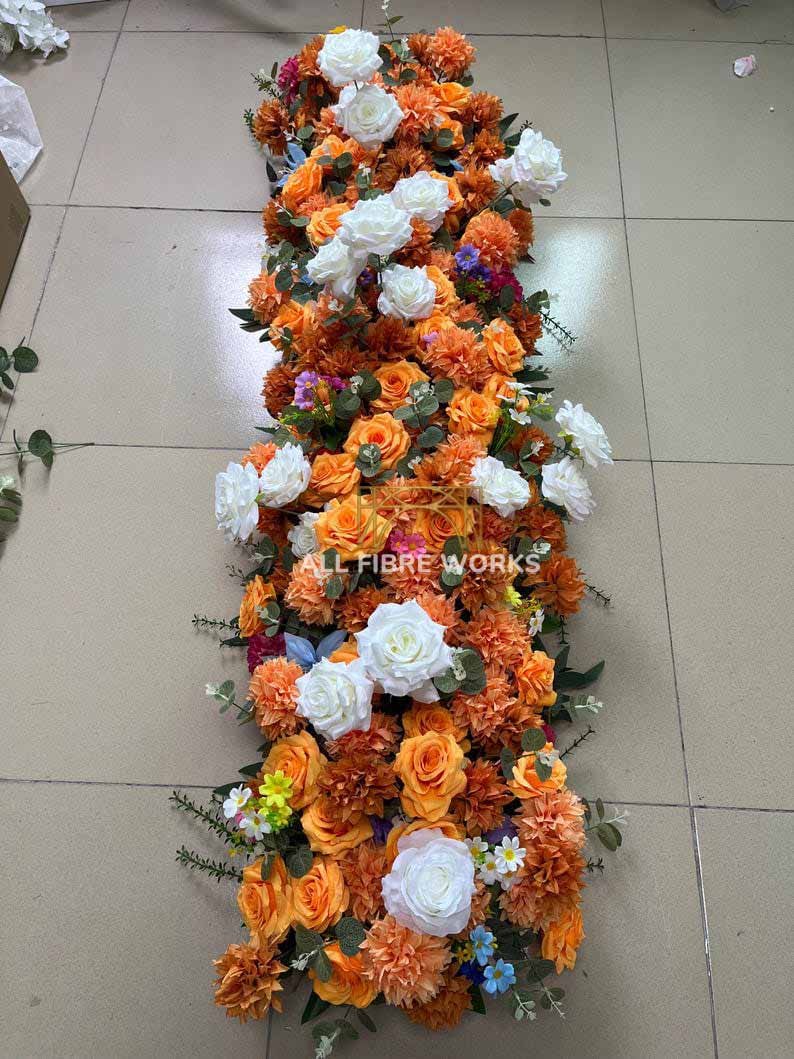 Vibrant Orange and White Floral Runner