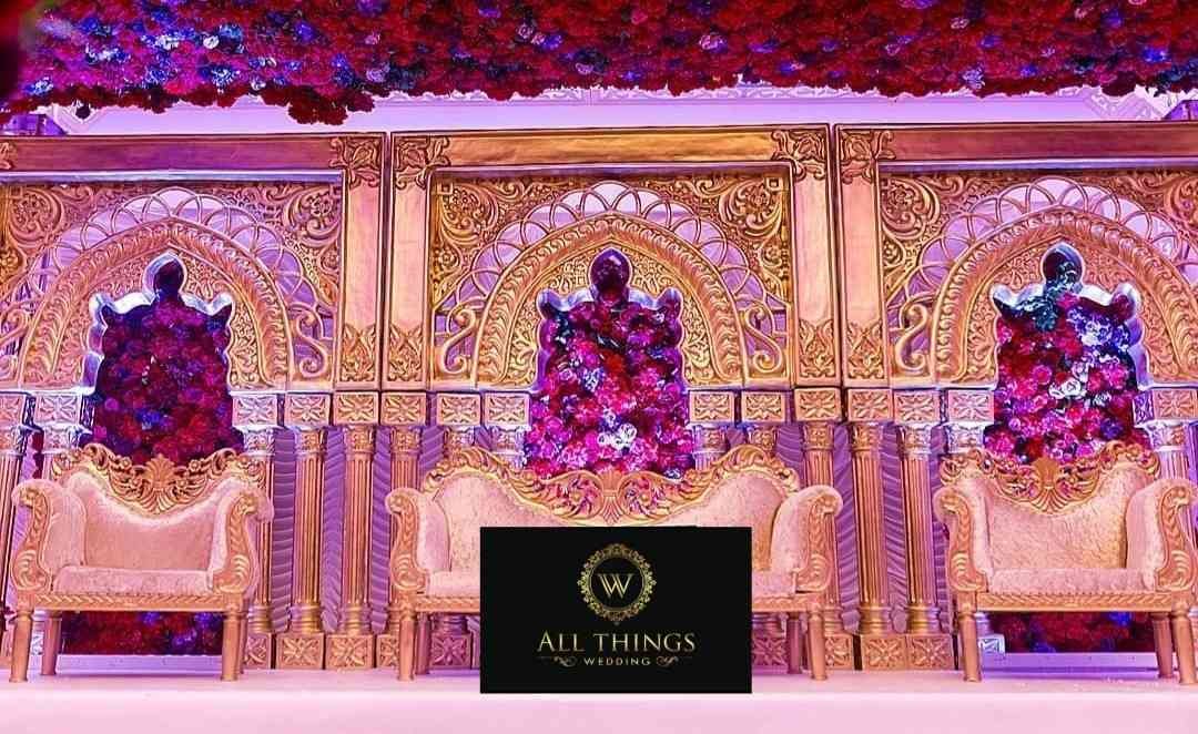 Opulent Gold Baroque Floral Niche Ceremony Backdrop