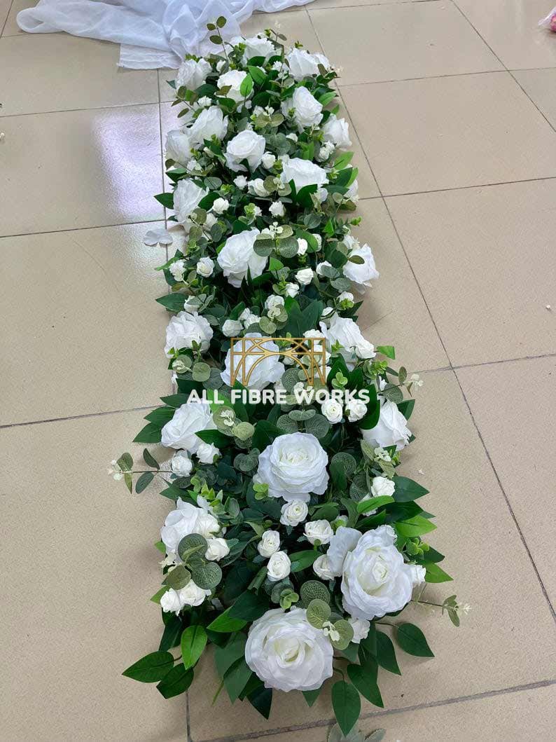 Classic White Rose Greenery Table Centerpiece