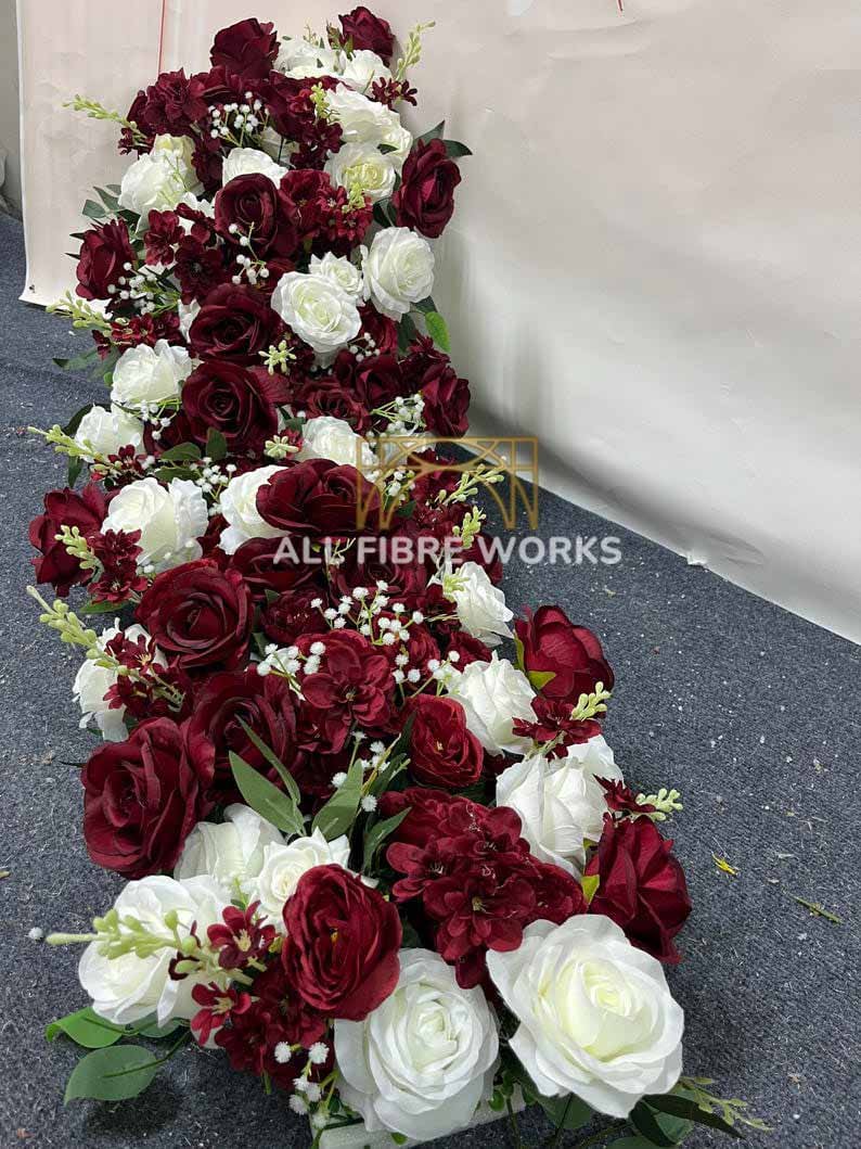 Burgundy & Ivory Rose Cascade Arrangement