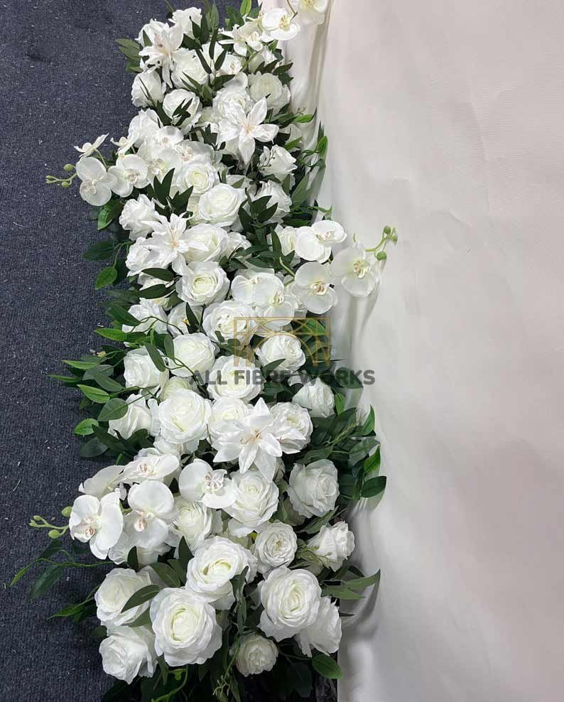 White Orchid & Rose Aisle Arrangement