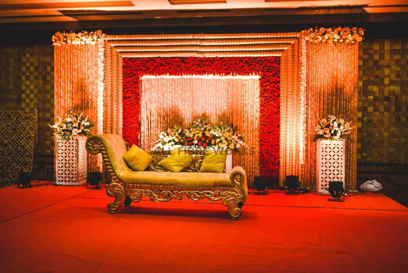 Royal Red Glow Wedding Stage