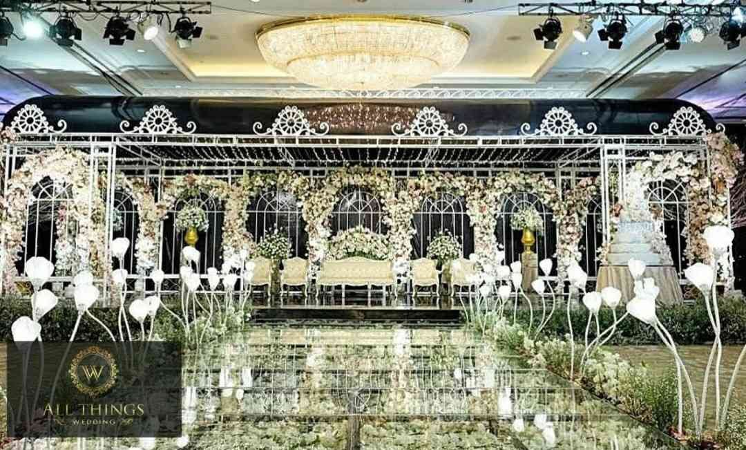 Grand White Floral Cascade Ballroom Backdrop