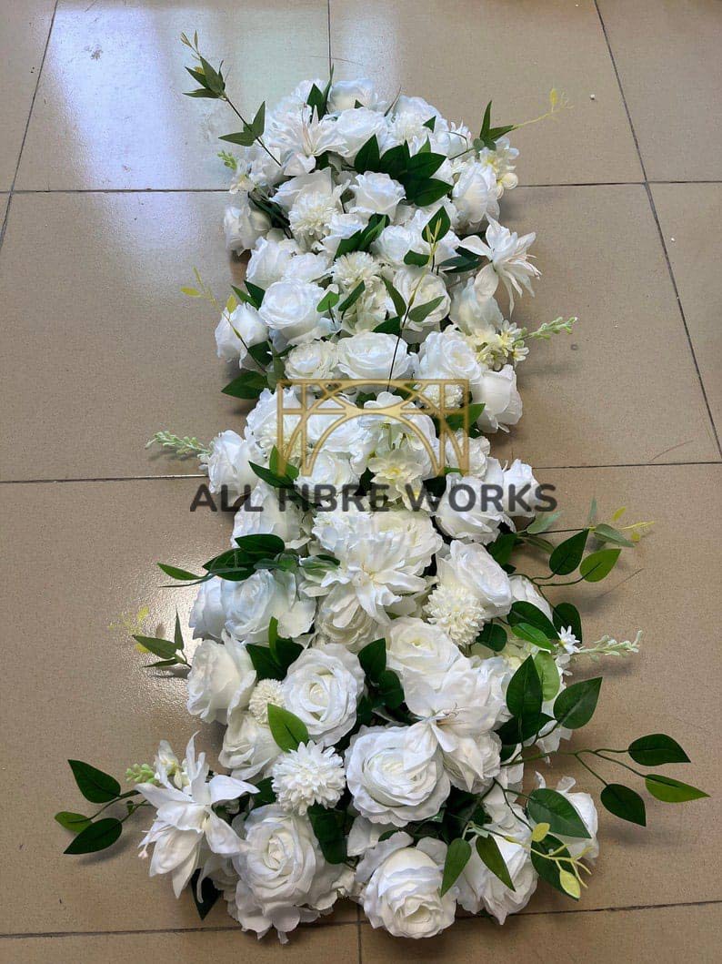 Classic White Floral Runner with Greenery