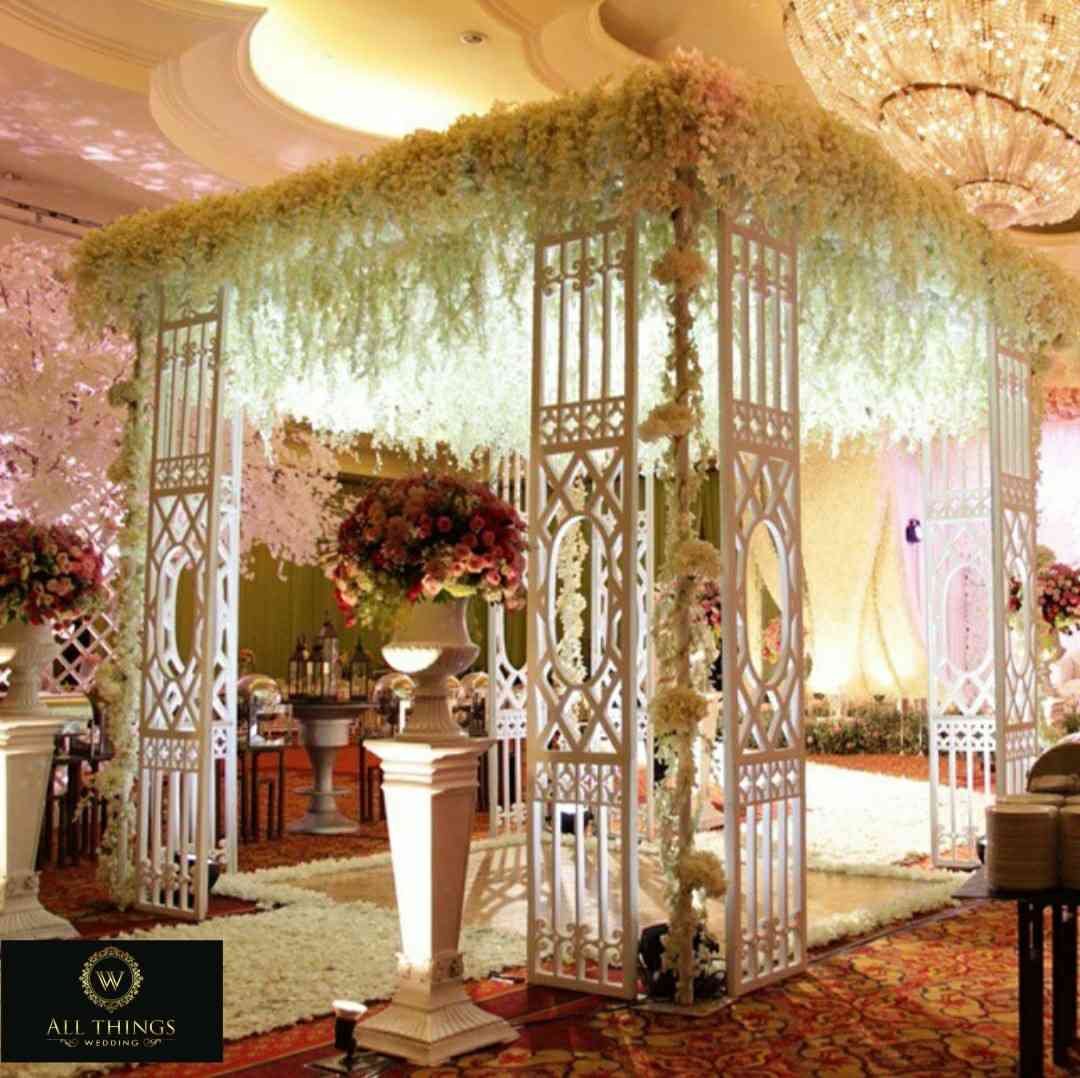 Luxury White Cascading Floral Gazebo Installation