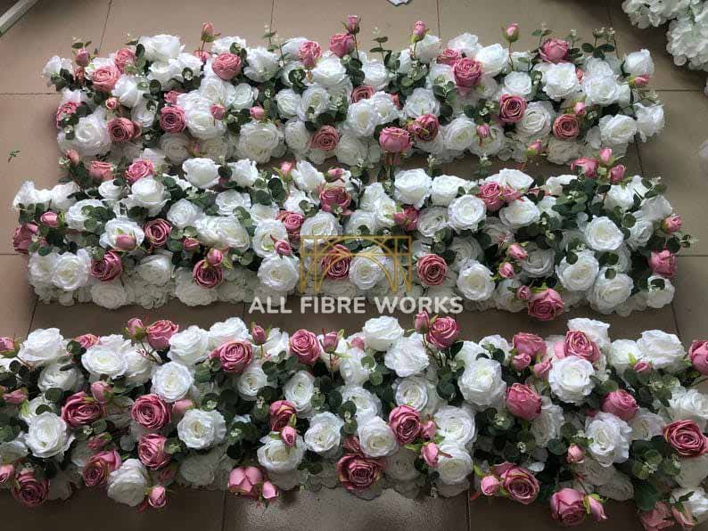 White & Pink Rose Garland Set