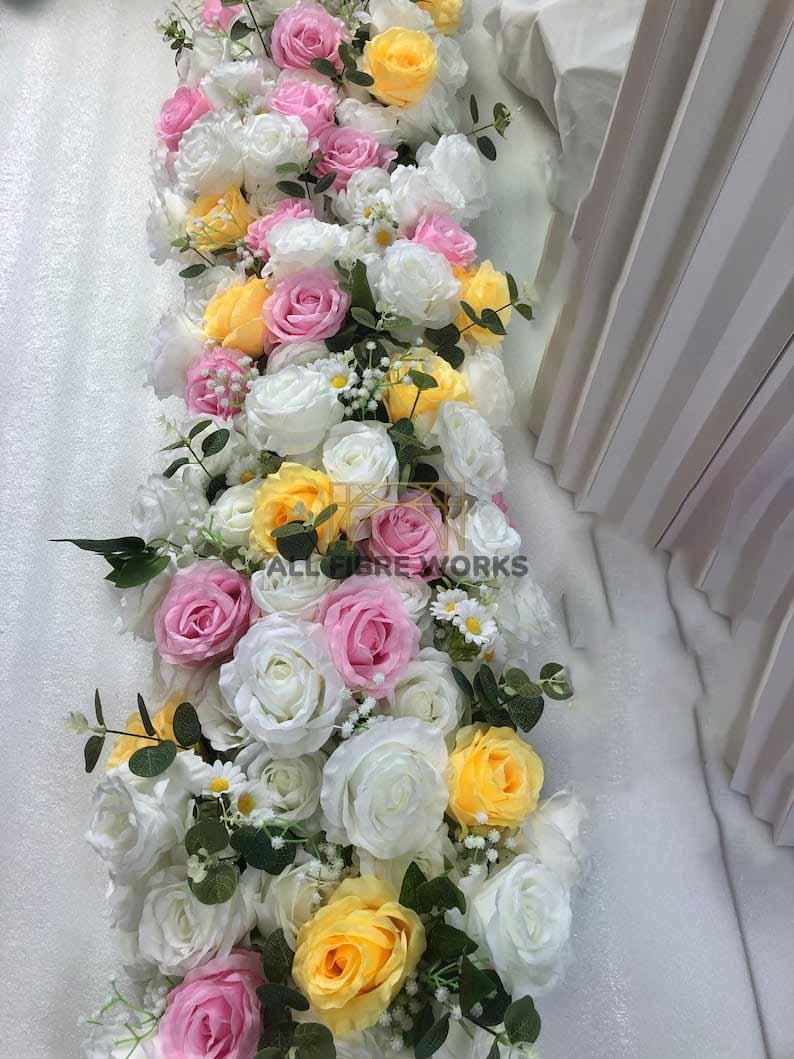 Pastel Rose Floral Table Runner