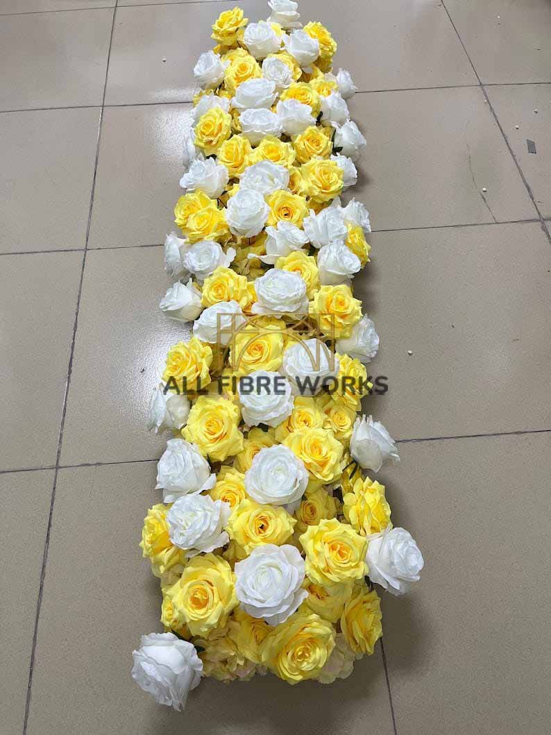 Yellow and White Rose Aisle Decoration