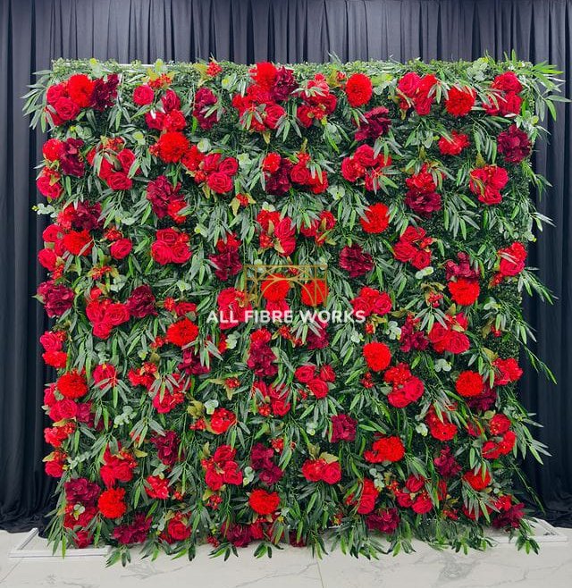 Red Floral Wall Backdrop